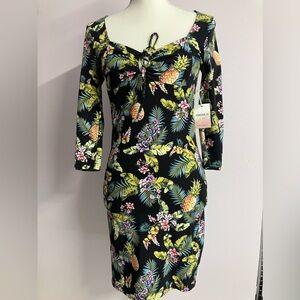 Forever 21 Women’s Tropical Dress, Size S, Multicolored, 3/4 Sleeves, NWT.